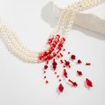 thumbnail image 6 of NICKSUN Women Multi‑Strand Imitation Pearl Statement Necklace, Floating Red Bead Tassel Neck Collar, Gothic Beaded Costume Jewelry for Halloween Cosplay Evening Party, 6 of 9