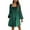 Green, variant on Women's Tie Back Square Neck Velvet B`abydoll Dresses Puff Long Sleeve Short Mini Dress