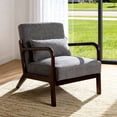 thumbnail image 2 of CQSXDA Mid Century Accent Chair with Upholstery, Solid Wood Frame and Detachable Lumbar  Pillow for Versatile Spaces, Antique Dark Grey, 2 of 13