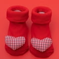 thumbnail image 3 of Odeerbi Christmas Non-Slip Slipper Socks for 0-3 Years Baby Infant Boys Girls Prewalker Walking Shoes Thermal Cotton Socks Newborn Thick Lattice Printed Heart Floor Socks, 3 of 3