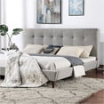 thumbnail image 4 of Gray Upholstered Low Profile Eastern King Size Bed 1pc Bedroom Furniture Mid-Century Modern Padded Fabric HB, 4 of 5