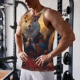 thumbnail image 5 of Gukieu Maple Leaf Meditating Squirrel Print Men's Quick Dry Fitness Vest, Round Neck Sleeveless Fitness Bodybuilding Top-Large, 5 of 7