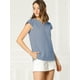 thumbnail image 4 of Camiseta Manga Tulipán Cuello En V Básico Para Mujer Allegra K Azul gris oscuro M, 4 of 6