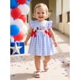 thumbnail image 6 of BemeyourBBs Toddler Baby Girls 4th of July Dress Outfit Patriot Independent Day Clothes Little Baby Girl Summer Smocked Dress Fourth of July Ice Cream Embroidery Print Fly Sleeve Plaid Gingham Dress, 6 of 9