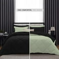thumbnail image 3 of D.N.G. BEDDINGS 5 Piece Luxury Reversible Diamond Pattern Comforter Set Premium Super Soft, All Season 800 TC, 100% Egyptian Cotton Full/Queen Size Light Sage/Black Solid Color, 3 of 7