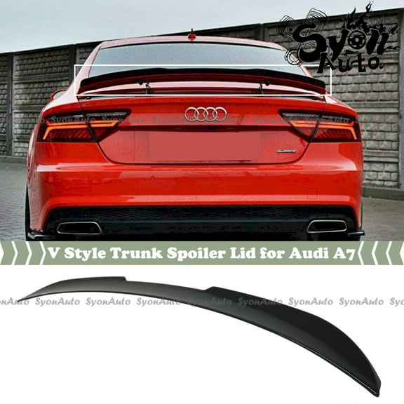 FITS 2012-2018 AUDI A7 S7 RS7 V STYLE GLOSSY BLACK REAR TRUNK SPOILER EXTENSION LID