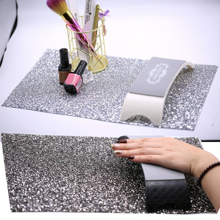 Nail Table Mat Art Mat For Table Shiny Nail Cushion Protect Desktop With PV  Rhinestone Shiny Appearance Easy Storage For Clay - AliExpress
