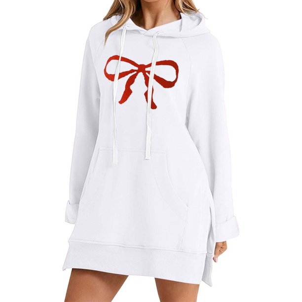 WILLBEST Vestido Casual Para Mujer, Cómodo Vestido Retro Con Estampado De Cómodo Y Transpirable., Sudadera De Manga Larga Con Capucha Y Bolsillo 1278