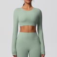 thumbnail image 4 of Timegard Hauts de Yoga pour Femmes Skinny Extensible Col Rond Manches Longues Cropped Tops de Gym Couleur Unie, 4 of 6