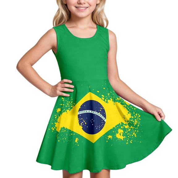 XIYON Girls Summer Dress Casual Girls Sleeveless Printed Dress For Everyday Wear Lightweight Summer Little Fashion Sundress Cute Vacation