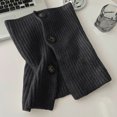 thumbnail image 4 of UTSJKR Women Solid Color Ribbed Knit Faux Collar Neck Guard Winter Triangular Turtleneck Scarf Shawl with Buttons Black, 4 of 4