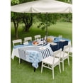 thumbnail image 4 of Outdoor Tablecloth with Umbrella Hole for Patio/Picnic/Party/Camping, Blue Bohogeometric Waterproof Table Cloth Rectangle Table Cover Washable, Bohemia Ethnic Abstract Lines Leaf (52"x 70"), 4 of 8