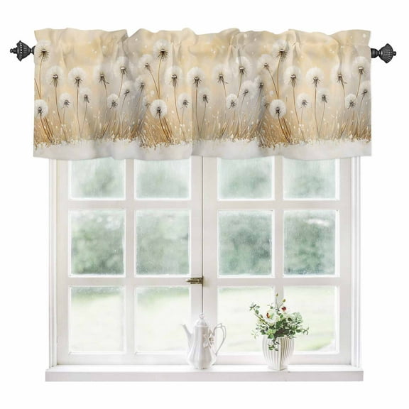 Spring Dandelion Kitchen Valances for Windows 42x12 Inch Kitchen Curtains Valances Rod Pocket Watercolor Botanical Flowers Plants Bathroom Window Valances for Window Treatment Decor