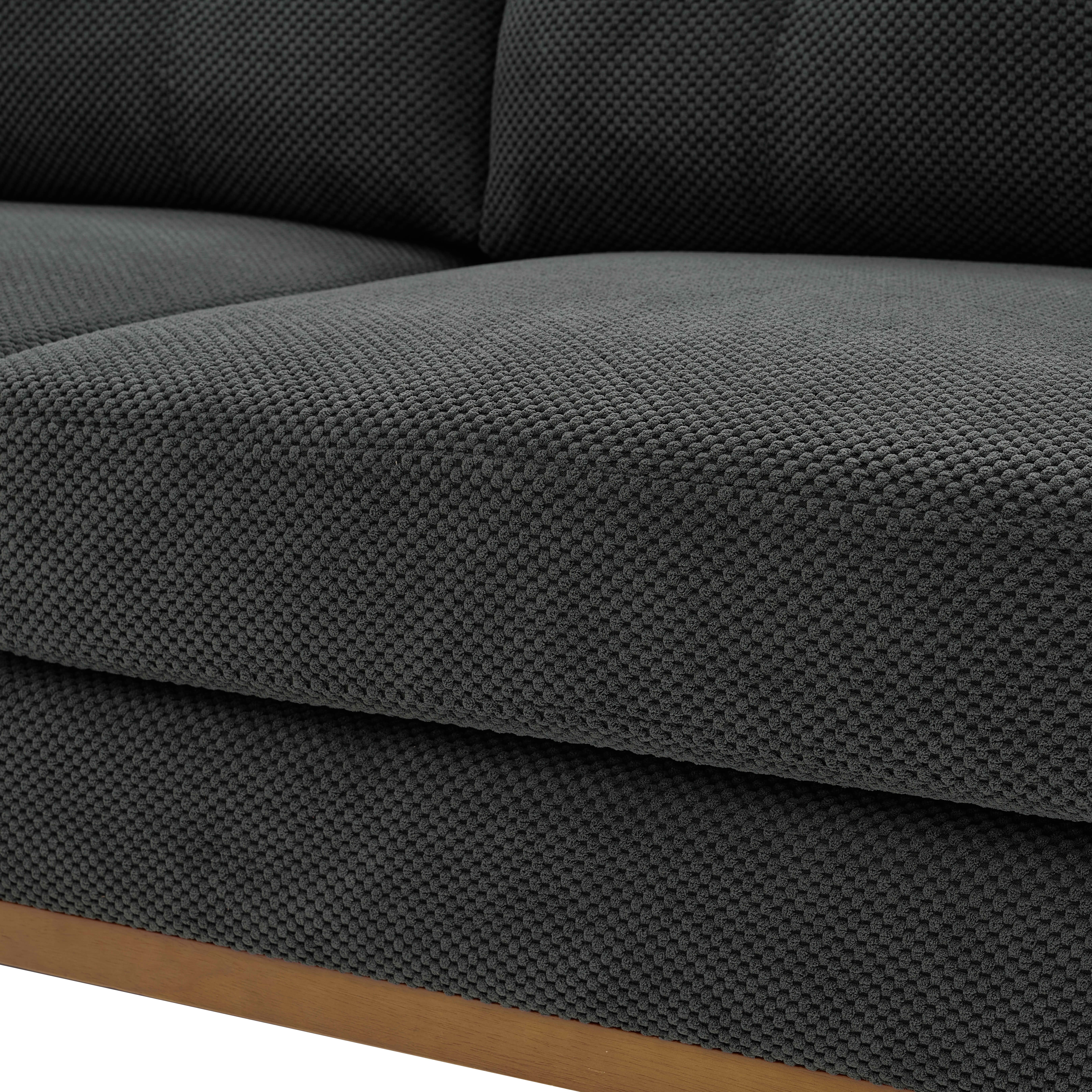 MAYEERTY 65‑Inch Modern Minimalist Two‑Seater Sofa, Nubby Upholstered Loveseat with Sturdy Solid Wood Legs, Mid‑Century Upholstered Couch for Living Room