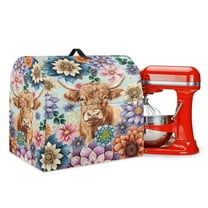 TSOVTHRID Boho Mandala Print Kitchen Stand Mixer Cover with Top Handle Highland Cattle Pattern Waterproof Coffee Maker Cover Kitchen Appliance Dust Cover for 6-8 Quart Stand Mixer,L