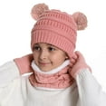 thumbnail image 2 of Unisex Winter Hat Scarf Gloves Set Kids 3pcs Warm Knit Beanie Cap and Circle Scarf and Gloves with Knitted Textile for Boys Girls 4-10 Years on Clearance under $10, 2 of 2