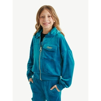 Justice Girls Velour Cargo Pocket Full Zip Hoodie, Sizes XS-XLP