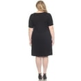 thumbnail image 3 of White Mark Short Sleeve Criss-Cross Neck A-Line Dress, Women's Plus, 1X-3X, 3 of 6