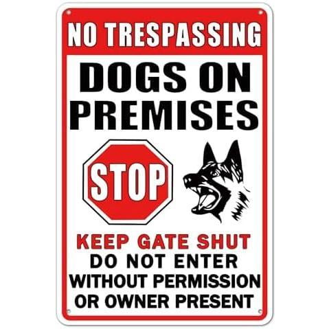 8*12inchs Funny Beware Of Dog Sign Warning,No Trespassing Dog On Premises Keep Gate Shut Signs 8 x 12 Inch Do Not Enter Sign Great for Garden and Yard Wall Deco (008)