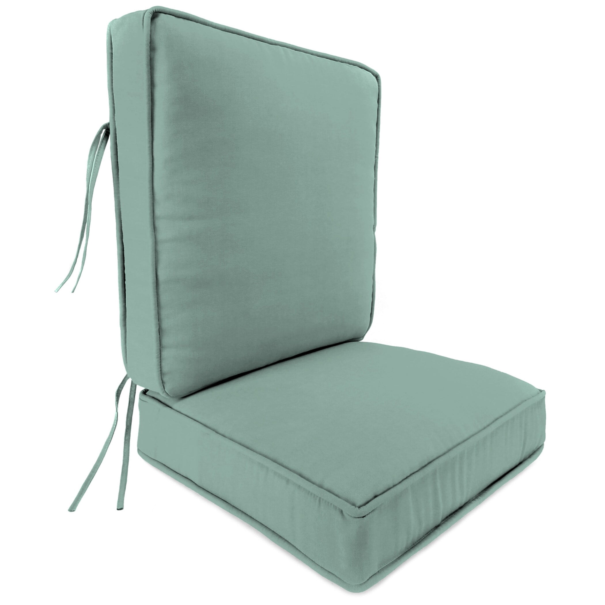 Jordan Manufacturing Sunbrella 22" x 45" Mint Green Solid Outdoor Deep Seat Chair Cushion Set with Ties - 45'' L x 22'' W x 4'' H