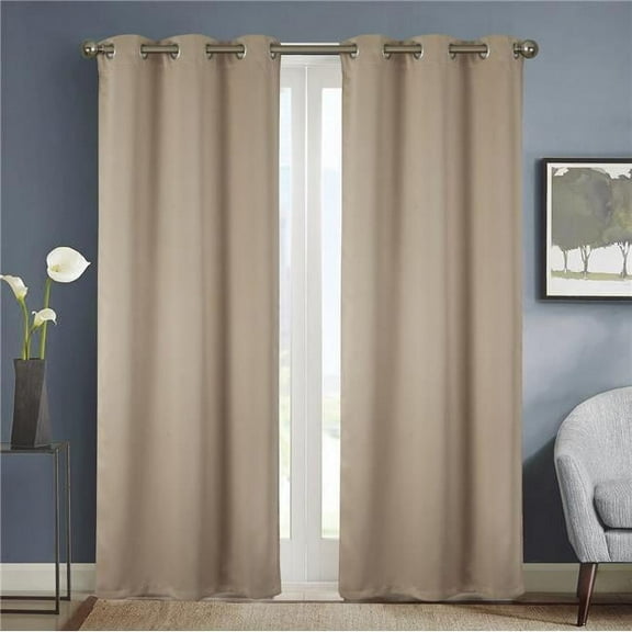 Olivia Gray PNA225135 54 x 84 in. Anchorage Solid Blackout Grommet Single Curtain Panel - Sesame