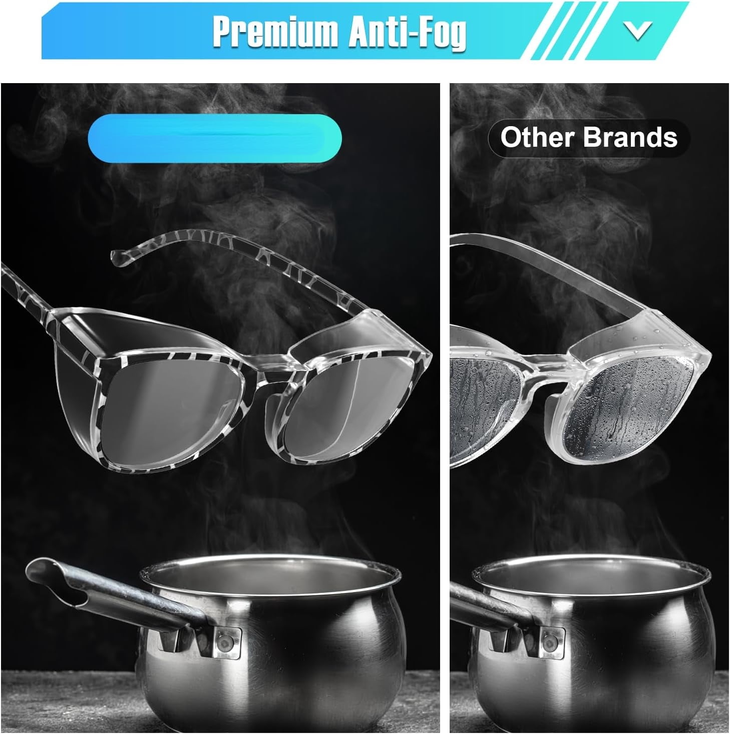 AM 4 Pack Safety Glasses Goggles For Women Anti Fog, Cute Protective Eyewear for Nurses, ANSI Z87+ Anti-Blue Light