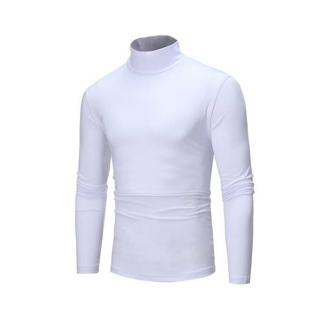 Qarigey Ropa interior térmica para hombre, Tops de cuello alto, jersey de manga larga de Color sólido, camisa cómoda ajustada para dormir en la Camisetas Blanco Qarigey AP013729-01
