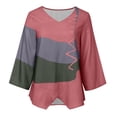 thumbnail image 4 of Womens Print Long Sleeve T Shirt Loose Collar Asymmetric Hem Blouse, 4 of 4