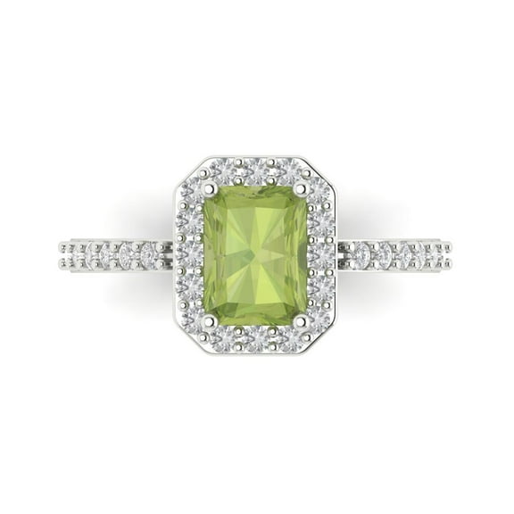 Solitaire with Accents Engagement Ring for Women - 1.92ct Natural Peridot in 14K White Gold Promise Ring