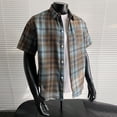thumbnail image 4 of Yertdoel Mens Button Down Shirt Plaid Print Short Sleeve Lapel Neck Shirts with Pocket Soft Comfortable Breathable Hawaiian Beach Vacation Summer Outdoor Casual Shirt, 4 of 5