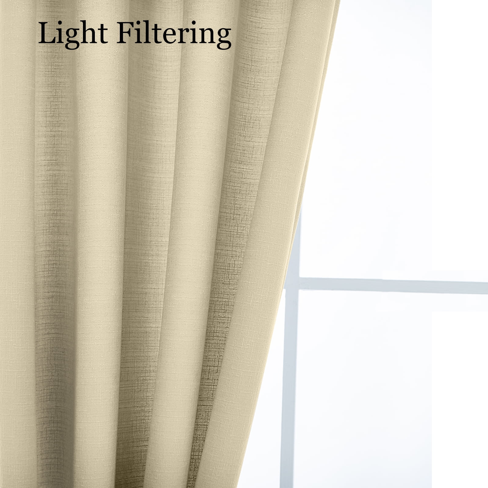 RISSIEN Linen Blended Rustic Curtains 84 inch Length 2 Panels for Living Room Pinch Pleat Textured Thick Light Filtering Privacy Window Drapes Grommet Top for Bedroom 7ft (52x84 Cream)
