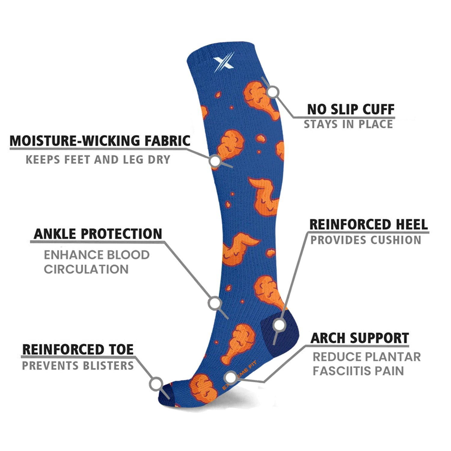 Food Lovers Expressive Knee-High Compression Socks - 6 Pair