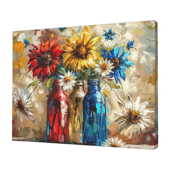 12x16 inch Colorful Vase Canvas Hanging Picture Poster,Garden Yard Decor Accessory,Living Room,Study,Office Wall Art Decor Modern Style Painting,Gifts For Flower Lovers,Campus Garden,Lounge