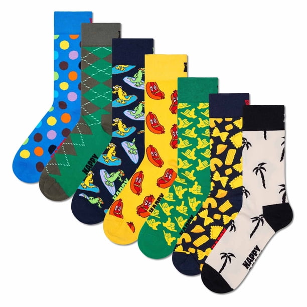 Happy Socks 7 paquetes de calcetines unisex, caja de regalo, colores mezclados 7 Days 3 36-40 (UK 4-7)