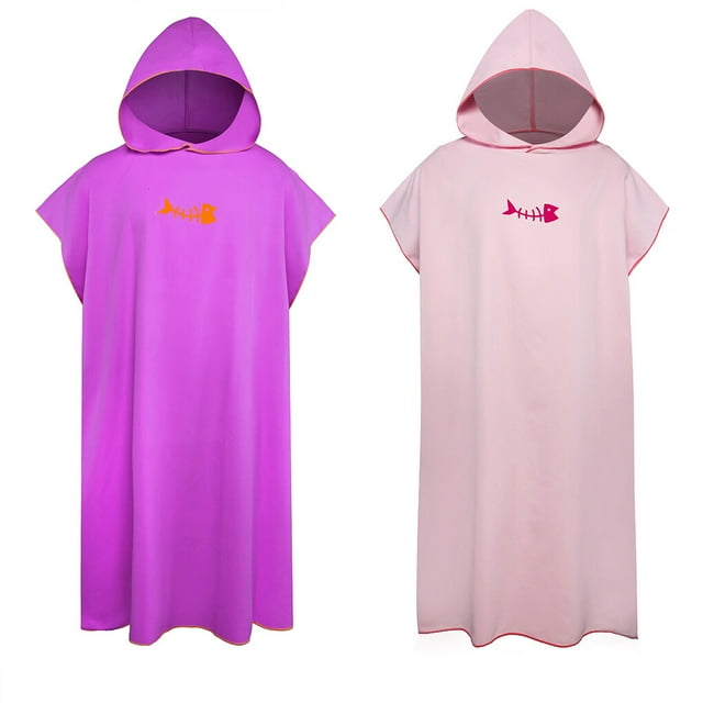 Maoww Bathrobe Windproof Fast Drying Replacement Short Sleeve Men Women Hooded Solid Color Beach Seaside Pool Swimming Robe Orange