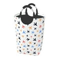 thumbnail image 2 of Waterproof Collapsible Laundry Hamper, Aircraft Graffiti Aluminum Handle Laundry Bag Storage Basket, 50L, 2 of 6