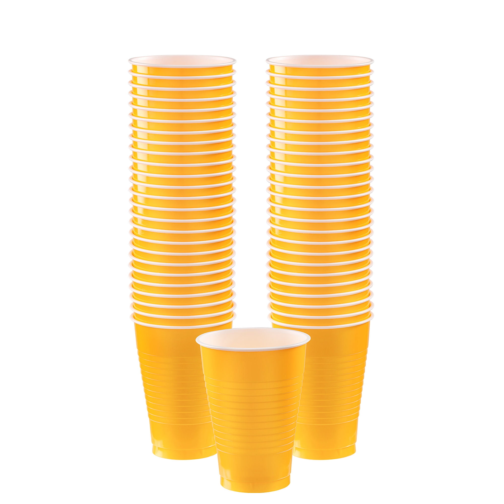 Big Party Pack Sunshine Yellow Plastic Cups 12 oz. Pack of 50