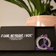 thumbnail image 3 of It Came. We Fought. I Won. Awareness Ribbon Survivor Necklace for Pancreatic Cancer, Lupus - Purple, 3 of 6