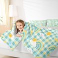 thumbnail image 5 of Manfei Gingham Rainbow King Bedding, Sun Rain Cloud King Bed in a Bag, Green Blue, Gray Reversible, 7-Piece, 5 of 6
