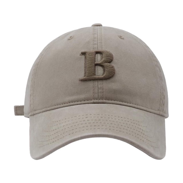 MIASHUI Unisex B Letter Embroidery Baseball Cap Outdoor Versatile Sun Hat,Khaki