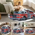 thumbnail image 6 of Fire Trucks Large Area Rugs for Bedroom Living Room, Soft Non Slip Carpet Bedside Rug, Modern Cartoons Vehicles Round Floor Cover Kitchen Accent Rug 3' for Dining Room/Office, 6 of 9