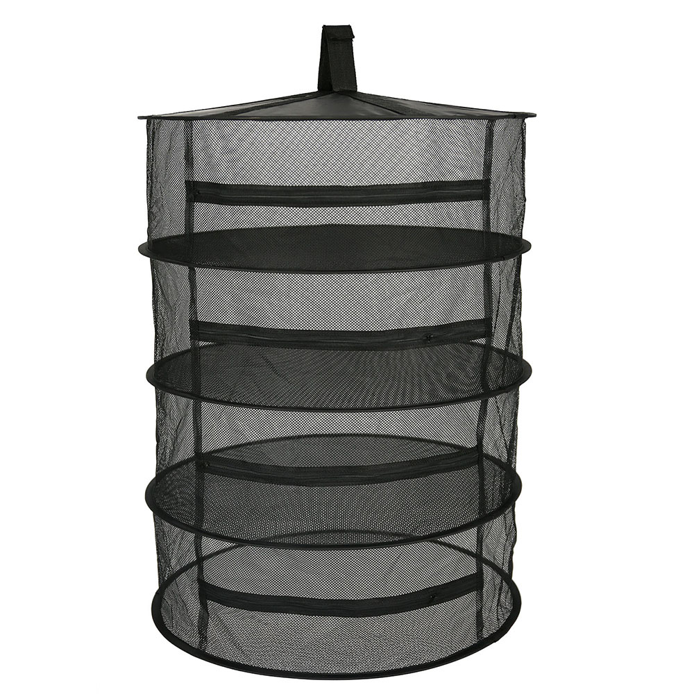 Hanging Basket 4 Layers with Zipper Folding Dry Rack Herb Drying Net Dryer Bag Mesh For Herbs
