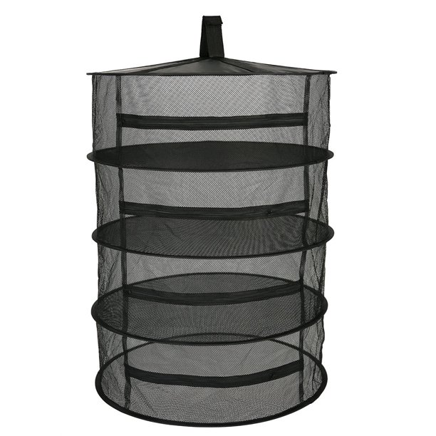 Hanging Basket 4 Layers with Zipper Folding Dry Rack Herb Drying Net Dryer Bag Mesh For Herbs