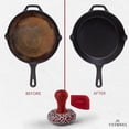 thumbnail image 5 of Cuisinel Cast Iron Chainmail Scrubber with Pan Scraper, Skillet Cleaner Kit, Red, 5 of 8