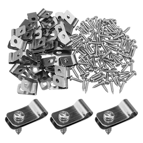 100 Sets of Wire Fence Clips Cattle Panel Cage Clips Fence Clamp Aluminum Wire Clip with Screws Set