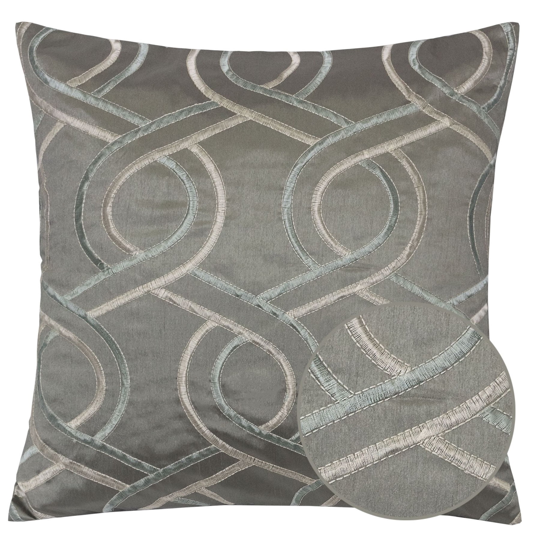 Retta Gray Geometric Polyester 20 in. x 20 in. Throw Pillow (Set of 2)