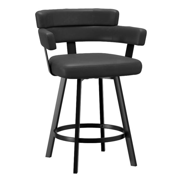 Inspire Faux Leather Metal 26" Counter Stool w/ Swivel in Charcoal/Black(Set-2)