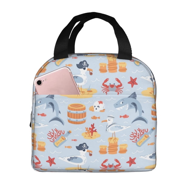 Easygdp Cute Shark Bolsa Térmica Premium - Tela Oxford Impermeable, Gran Capacidad, Bolsillo Frontal, Unisex para Trabajo, Escuela, Actividades al Aire Libre y Picnics