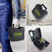 Huepar Self-Leveling Laser Level Green Beam Cross Line Laser Level Tools with 2 Plumb Dots and 360° Magnetic Pivoting Bracket