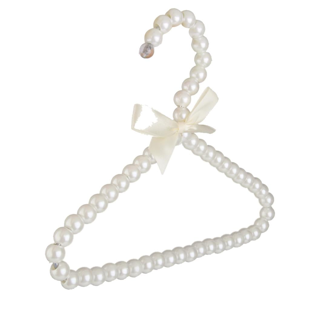 Dualoai 5Pcs White Pearl Bow Clothes Hangers Hook Rack for Baby Kids Halloween Christmas